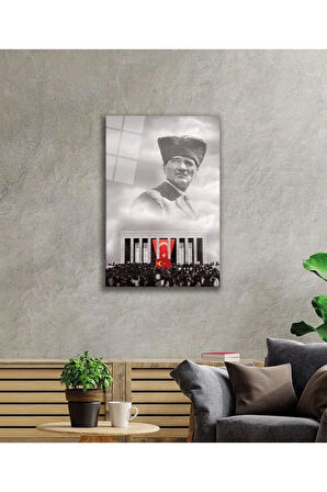 Atatürk Cam Tablo 4mm Dayanıklı Temperli Cam, Atatürk Glass Wall Art