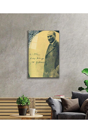 Atatürk Cam Tablo 4mm Dayanıklı Temperli Cam, Atatürk Glass Wall Art