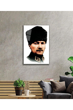Atatürk Cam Tablo 4mm Dayanıklı Temperli Cam, Atatürk Glass Wall Art