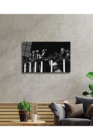 Atatürk Cam Tablo 4mm Dayanıklı Temperli Cam, Atatürk Glass Wall Art