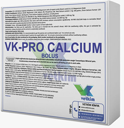 Vk-Pro Calcium Bolus - 12 Adet 180 gr