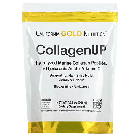 California Gold Nutrition CollagenUP Kolajen Hydrolyzed Marine Collagen Peptides with Hyaluronic Acid and Vitamin C Unflavored