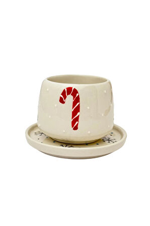 Tabaklı Double Çam Ağacı El Yapımı Seramik Kupa, Seramik, Double Türk Kahvesi, Nescafe Fincanı