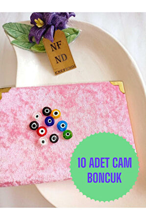 10 ADET CAM BONCUK BİLEKLİK KOLYE TAKI HEDİYE