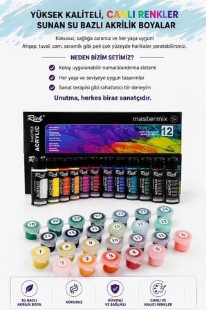 Sayılarla Boyama Seti Numaralı Tuval Fırça Boya Askı Aparatı Dahil Set 40x50 Cm - CAMİİ MANZARA