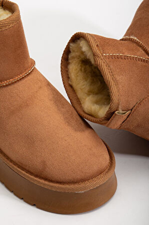 Suins Camila Model İçi Komple Kürklü Kadın Siyah Taba Ten Bot