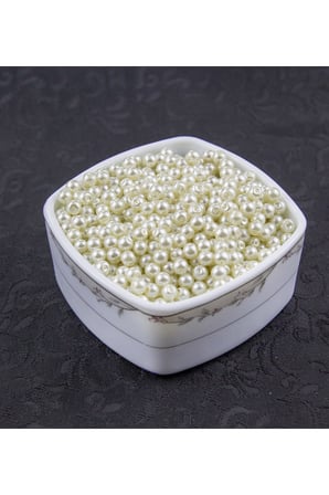 Krem Cam İnci 6 mm Boncuk Aksesuar Takı Malzemesi (30 Gr 105 Adet)