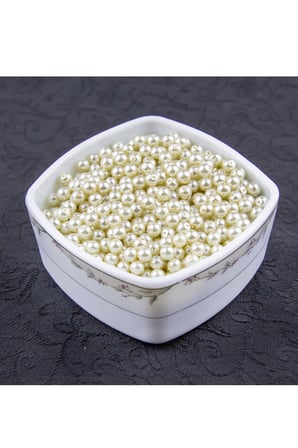 Açık Krem 6 mm İnci Boncuk Aksesuar Takı Malzemesi (30 Gr 105 Adet)