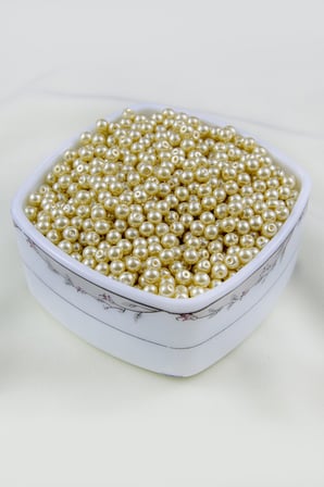 İnci Krem 5 mm Cam İnci Boncuk Aksesuar Takı Malzemesi (30 Gr 160 Adet)