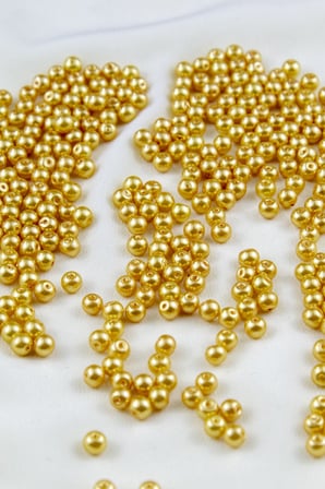 Güzel Koyu Sarı 5 mm Cam İnci Boncuk Aksesuar Takı Malzemesi (30 Gr 160 Adet)