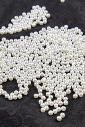 Ekru 4 mm Cam İnci Boncuk Aksesuar Takı Malzemesi (30 Gr 330 Adet)
