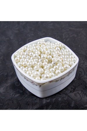 8 mm Krem Cam İnci Boncuk Aksesuar Takı Malzemesi (30 Gr 45 Adet)