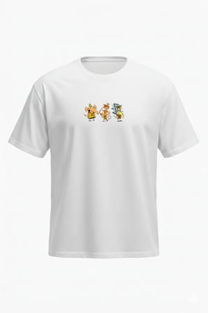Camp Lazlo T-Shirt - Beyaz Baskılı Oversize Bisiklet Yaka Kısa Kol Bol