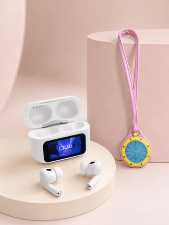 Kablosuz Kulaklık Ekranlı + Pembe Çanta Charm Saat Seti UCZZL58KÇANTACHARM-6