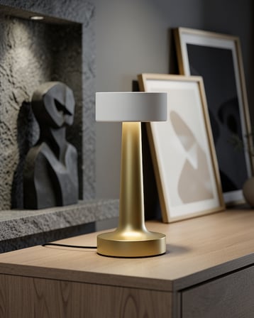 LED Masa Lambası 3 Işık Modlu Altın Gövde UCZZZMANTARGOLDKARE-4
