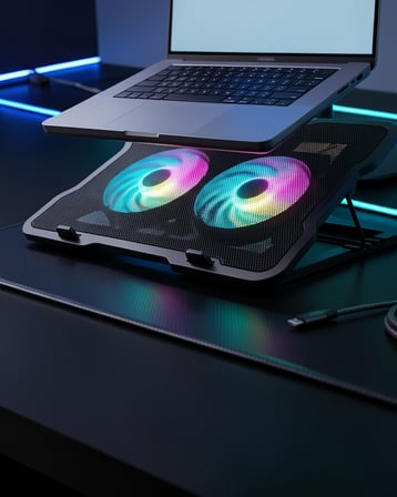 Ayarlanabilir Laptop Soğutucu Çift Fanlı RGB Işıklı UCZZZN33BİLGİSAYARFANI-3