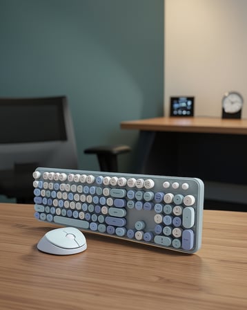 Kablosuz Retro Klavye ve Fare Seti 104 Tuşlu UCZZZQW02KLAVYEMOUSE-1