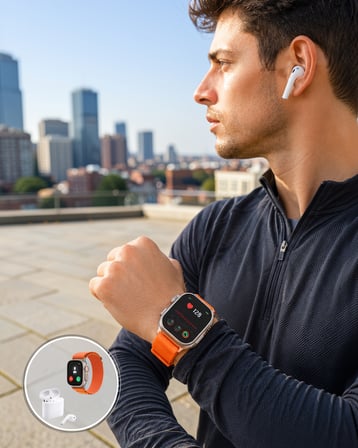 S8 Ultra Akıllı Saat ve Bluetooth Kulaklık 2'li Set