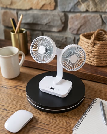 720° Döner Çift Taraflı USB Şarjlı Masaüstü Vantilatör UCZZZSP01FAN-6