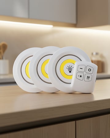 3'lü Uzaktan Kumandalı Yapışkanlı LED Lamba UUCZ3LÜLAMBA
