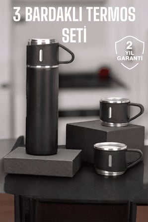 3'lü 500 ml Kapasiteli Vakumlu Basınçlı Termos Seti UUCZTERMOSSETİ3