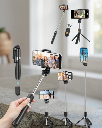 Cep Telefonu Tripod Standı Manyetik Bluetooth Uzaktan Kumandalı