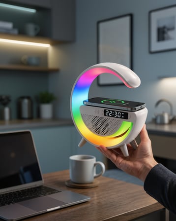 Kablosuz Şarjlı LED Masa Lambası Çalar Saat XUCZGOOGLEDİJİTAL-8