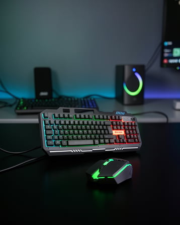 Mekanik Klavye Mouse Seti LED Işıklı XUCZPG8018KLAVYEEEEE-4