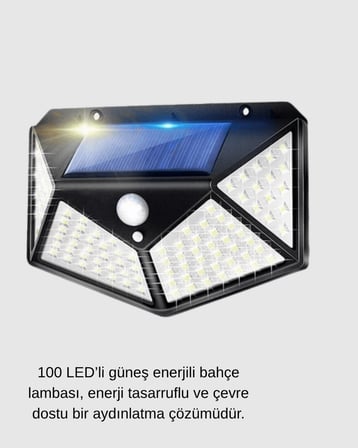 Güneşli Bahçe Lambası 100 LED XUCZZZDUVARLAMBASI-2-1