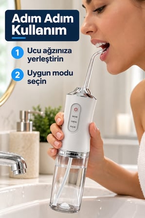 Şeffaf Su Hazneli Ağız Duşu Şarj Edilebilir
