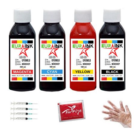 Epson Ecotank L4160 Yazıcı Uyumlu Mürekkep 100 ml x 4  Siyah ve Renkli Seti