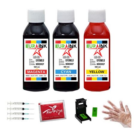 HP Deskjet 2546 / 2645 / 2646 Yazıcı Uyumlu Kartuş Dolum Seti 3 x 100 ml Renkli