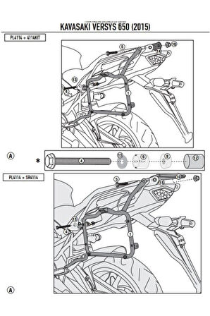 Kl4114 Kawasakı Versys 650 (15-18) Yan Çanta Tasıyıcı