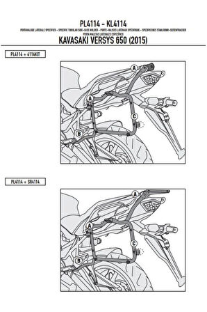 Kl4114 Kawasakı Versys 650 (15-18) Yan Çanta Tasıyıcı