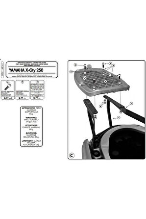 Sr361 Yamaha X-cıty 125-250 (07-16) Arka Çanta Taşıyıcı