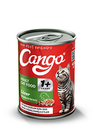 Cango Yetişkin Yaş Kedi Maması Ciğerli 415Gr 24Lü