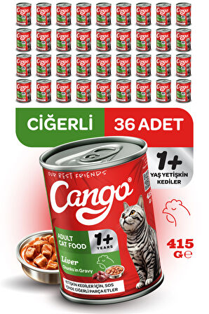 Cango Yetişkin Yaş Kedi Maması Ciğerli 415Gr 36Lı