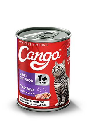 Cango Yetişkin Yaş Kedi Maması Tavuklu 415Gr 24Lü