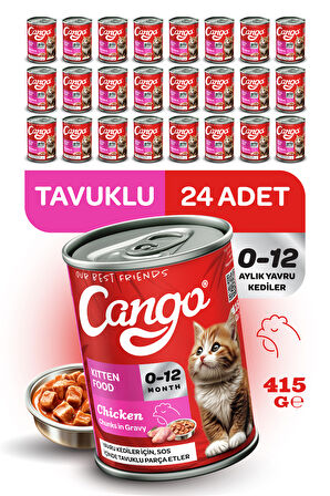 Cango Yavru Yaş Kedi Maması Tavuklu 415Gr 24Lü