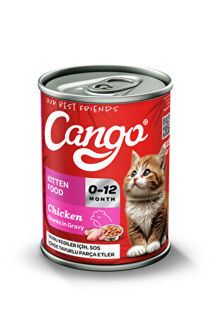 Cango Yavru Yaş Kedi Maması Tavuklu 415Gr 24Lü