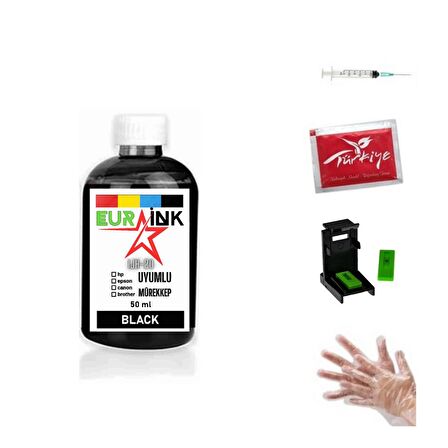 Canon E4240 E3340 için Eurink Siyah kartuş 50ml dolum seti