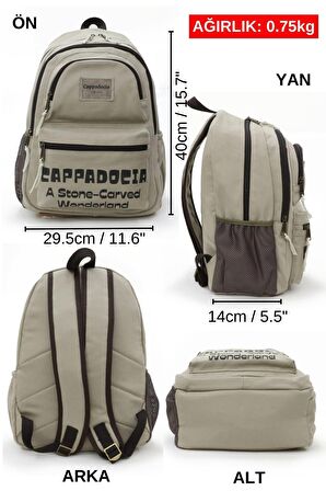 4007 Olympos Bej Sırt Okul Seyahat Günlük 15.6 inç Laptop NoteBook Çantası