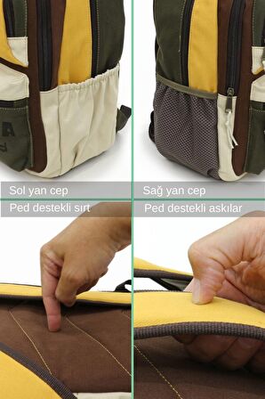 4007 Olympos Kahve Hardal Bej Sırt Okul Seyahat Günlük 15.6 inç Laptop NoteBook Çantası