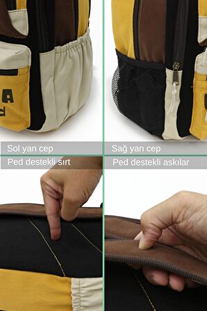 4007 Olympos Hardal Kahve Siyah Sırt Okul Seyahat Günlük 15.6 inç Laptop NoteBook Çantası