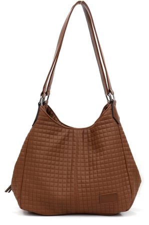 Cappadocia Vintage  5086 Myra Kadın Taba PU Deri Kapitone Günlük Omuz Çantası Üç Bölmeli Hobo