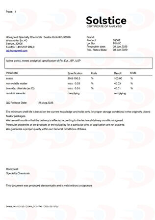 Dolar Kimya İyot (Pharma Grade, Kristal Form, Pure Iodine, Ekstra Saf >=99,8 %) | 30 Gram