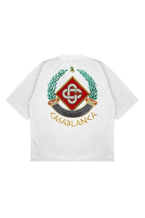 Unisex Oversize CASABLANCA ÇELENK Baskılı Boxy Fit Kalın Kumaşlı (240gsm) T-shirt
