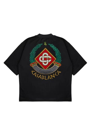 Unisex Oversize CASABLANCA ÇELENK Baskılı Boxy Fit Kalın Kumaşlı (240gsm) T-shirt