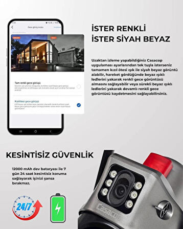 Casacop Q8 4g 6mp Solar Kamera 3mp+3mp Güneş Panelli Solar Güvenlik Kamerası