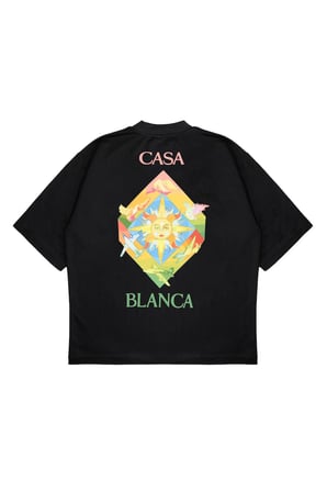 Unisex Oversize CASABLANCA GÜNEŞ UÇAK Baskılı Boxy Fit Kalın Kumaşlı (240gsm) T-shirt